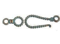 1 Set of 55x14mm Brass Patina Glue In Hook and Eye Twisted Clasp