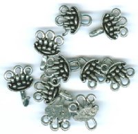 1, 17mm Antique Silver Bali Style 3 Strand Hook & Eye Clasp