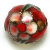 4 16mm Red Cloisonné Round Beads