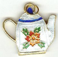 1 24x26mm Cloisonne Teapot Pendant