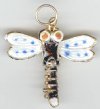 1 35x33mm Cloisonné Black and Silver Dragonfly Pendant