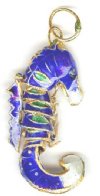 1 36x20mm Cloisonne Blue Seahorse Pendant
