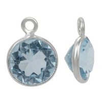 1, 9mm Faceted Blue Topaz and Sterling Silver Round Pendant