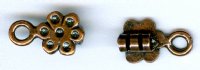 Set of 12x7mm Antique Copper Flower 2mm Hole Cord Ends