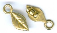 Set of 15x6mm Brass Leaf 2mm Hole Cord Ends