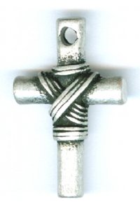 1 28x16mm Antique Silver Rope Wrapped Cross