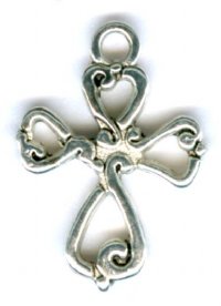 1 17x14mm Antique Silver Open Flourish Cross Pendant
