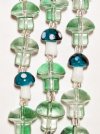 7 Inch Strand Crystal Lane 14x13mm Crystal & Green / 13x10mm Green & White Mushroom Beads