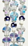 7 Inch Strand Crystal Lane 14x13mm Crystal, Purple, Aqua / 13x10mm Purple & White Mushroom Beads