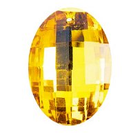 1, 37x27mm Yellow Silver Foiled Crystal Lane Faceted Oval Pendant