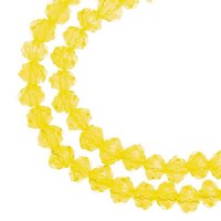 78, 4x6mm Faceted Transparent Yellow Crystal Lane Donut Rondelle Beads