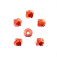 64, 6mm Faceted Opaque Orange Crystal Lane Bicone Beads