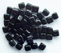 50, 6x7mm Opaque Black Glass Cube Beads