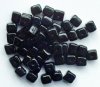 50, 6x7mm Opaque Black Glass Cube Beads