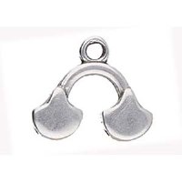 Set of 2, 17.2x14.7mm Cymbal Karavos II Antique Silver Ginko Ends (Loop at Point End)