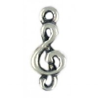1 15x6mm Antique Silver Clef Music Note Pendant / Charm