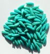 100 3x11mm Opaque Two Tone Turquoise Glass Dagger Beads