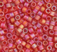 DB-0856 5.2 Grams of 11/0 Transparent Matte Red Orange AB Delica Beads