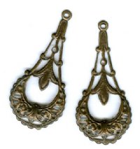 1 Pair of 35x16mm Vintaj Natural Brass Elegant Chandelier Drop Earrings
