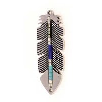 1, 31.8x11.5mm Rhodium Plated Beadable Feather Pendant