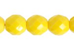 25 10mm Faceted Round Opaque Yellow Glass Beads