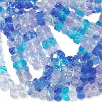 50 3x6mm Faceted Rondelle Beads - Caribbean Blue Mix