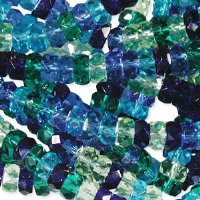 50 3x6mm Faceted Rondelle Beads - Lagoon Mix