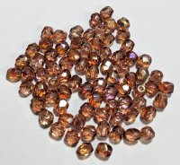 100 4mm Faceted Transparent Madeira Topaz AB Firepolish Beads