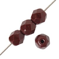 100 4mm Faceted Opaque Chocolate Brown Firepolish Beads