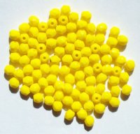100 4mm Faceted Opaque Yellow Firepolish Beads