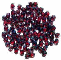 100 4mm Faceted Transparent Garnet Travertine Firepolish Beads