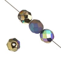50 6mm Crystal Glitter Amber Shine Faceted Firepolish Beads