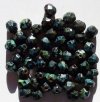 50 6mm Faceted Opaque Black / Jet Picasso Firepolish Beads