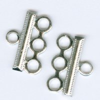 1 Set of 14x10mm Rhodium 3-to-1 End Connectors