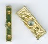 2 20x7x4mm 3-Hole Bright Gold Fancy Spacer Bars With Crystal