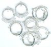 5 Pairs of 30x24mm Round Beaded Edged Chandelier Silver Earrings