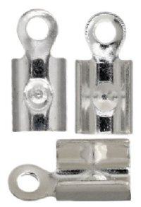 50 7x3mm Small Silver Foldover Crimp Ends