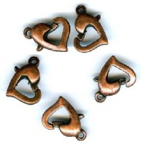 5 9mm Antique Copper Heart Lobster Clasps