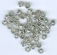 50 3x5mm Antique Silver Dotted Pewter Bead Caps