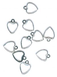 10 8x7mm Silver Plated Open Heart Pendants