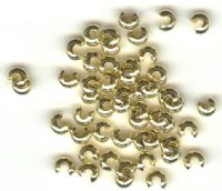 100 4mm Bright Brass Crimp Covers