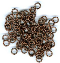 100 6mm Twisted Antique Copper Plated Jump Rings