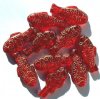10 28x13mm Red and Gold Fish Beads