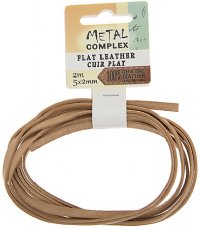 2m of 5x2mm Light Brown Flat Leather Lacing by Metal Complex