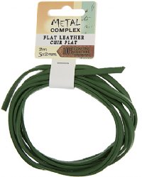 2m of 5x2mm Dark Green Flat Leather Lacing by Metal Complex