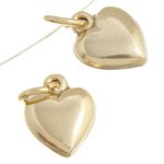 GF1802 1, 8mm Gold Filled Puffed Heart Charm / Pendant