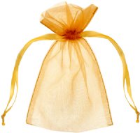 Dazzle-It! 12 Piece 2.5X3" Small Gold Sheer Gift Bags. 