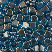 10 Grams 7.5mm Celestial Blue Halo Czech Glass Ginko Leaf Beads