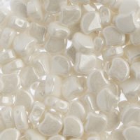10 Grams 7.5mm White Lustre Czech Glass Ginko Leaf Beads