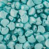 10 Grams 7.5mm Aqua Blue Silk Opal Czech Glass Ginko Leaf Beads
